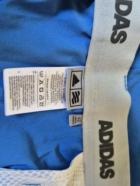 Adidas Blue Athletic Shorts with Grey Waistband